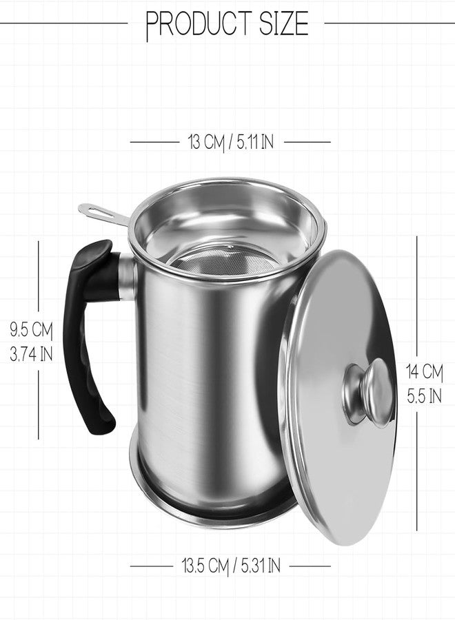 TUNEQ Oil Strainer Pot Grease Can - Stainless Steel Cooking Grease Container, Reuse Oil Storage (Best Oil Shaver) Can Container with Removable Filter Anti-Scalding Handheld, Lid for Cooking - Image 3